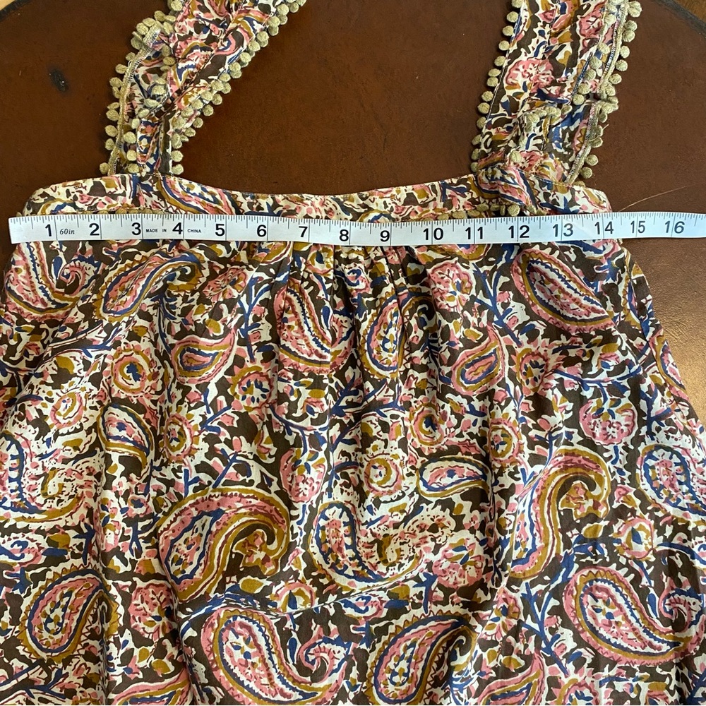 Floral Paisley Ruffle Strap Tank Top - Brown Multi - Picture 8 of 11